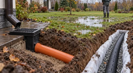 Вода стоит на участке после дождя: как выбрать между дренажом и ливневой канализацией